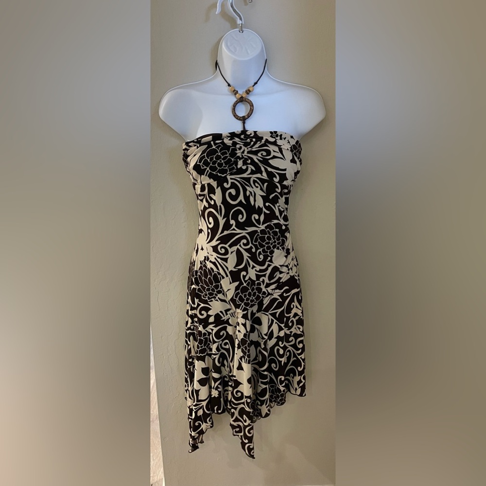 Black and dark Brown Floral Dress M